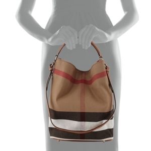 MakeAnOffer! Burberry Ashby Canvas Hobo Bucket Bag